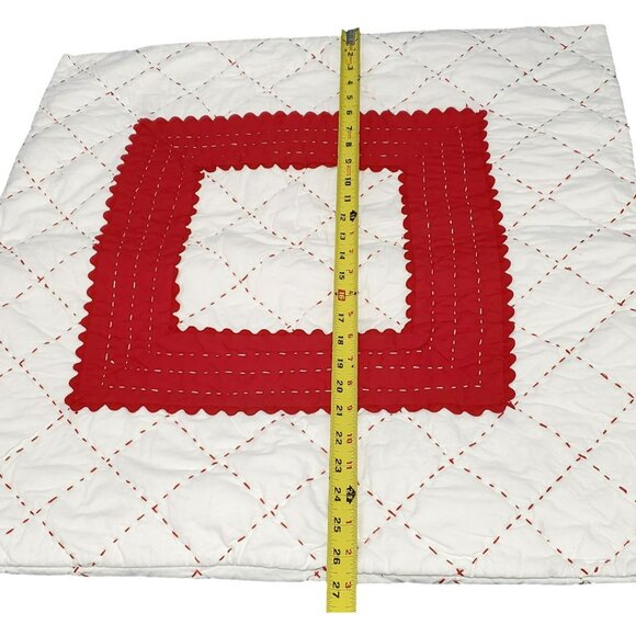 Pottery Barn Kids Quilted Pillow Sham Euro 26.5" Square Red Holiday Christmas - Picture 7 of 9